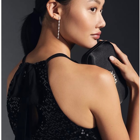 ANTHROPOLOGIE HUTCH SEQUIN HALTER JUMPSUIT BLACK  SIZE  8P NWT - Picture 11 of 17